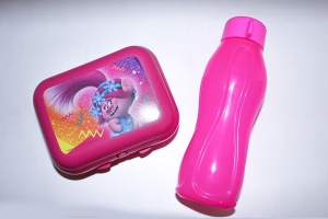 Набор Ланч-бокс "Тролль" и эко-бутылка 310 мл в розовом цвете