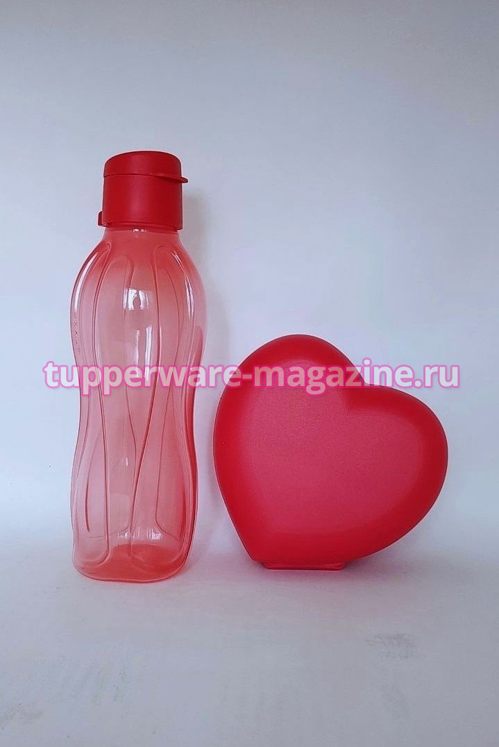 Набор ланч-бокс "Сердце" и эко-бутылка 500 мл