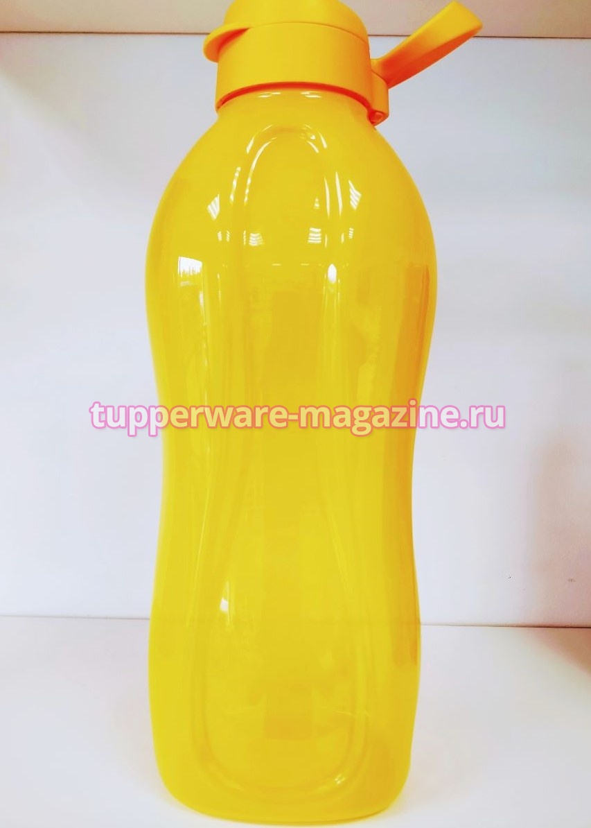 Эко-бутылка 2 л с клапаном и ручкой-держателем в цвете манго