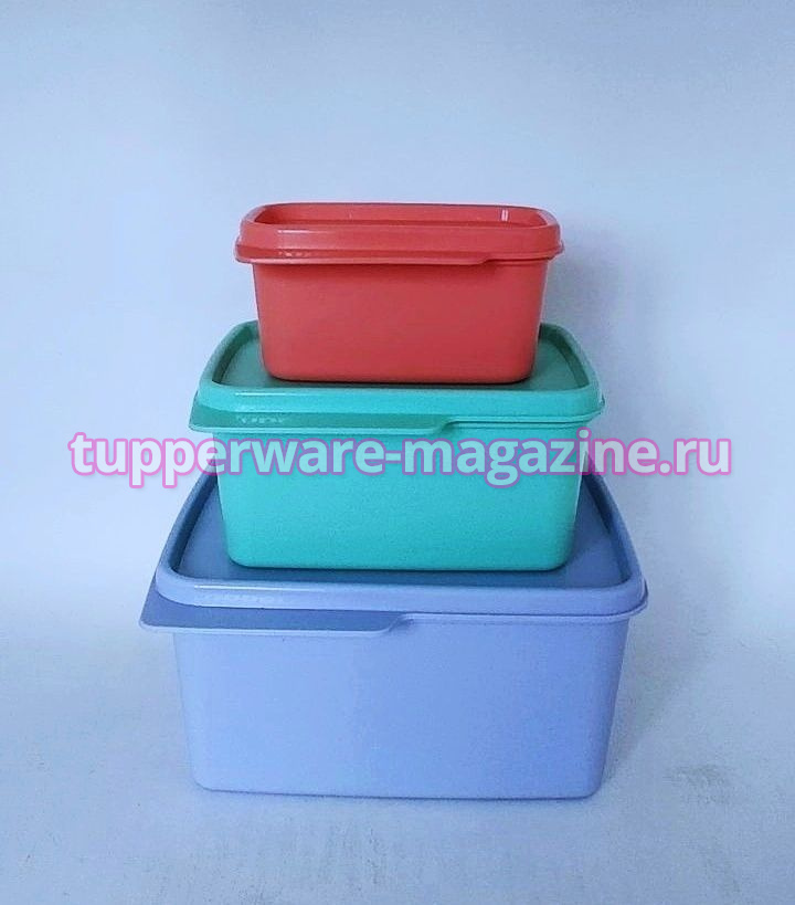 Набор контейнеров "Каскад" 3 шт ( коралловый, цвета мяты, сиреневый)