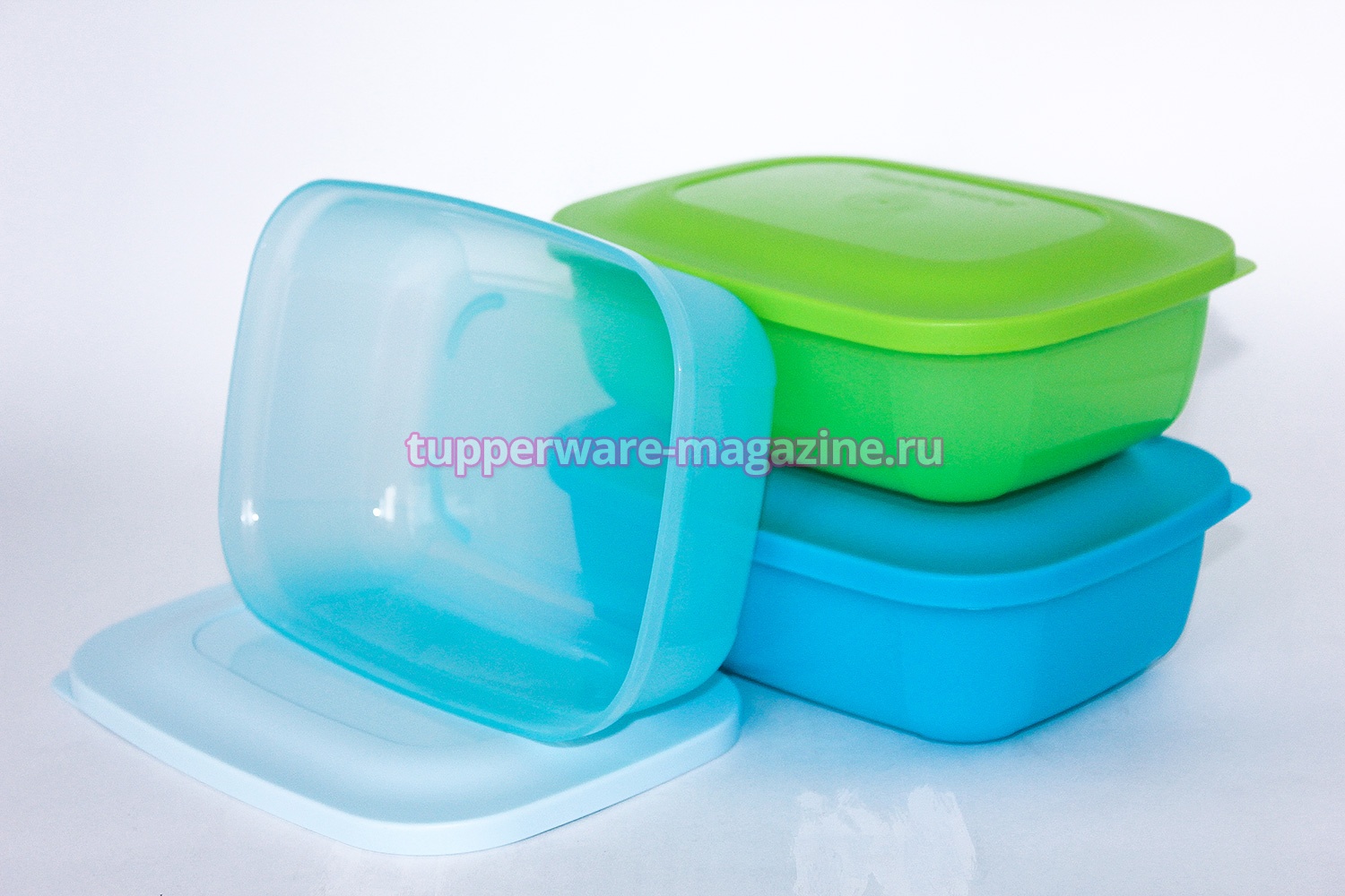Набор контейнеров "Ларец" 3 шт (голубой,зеленый,бирюзовый)