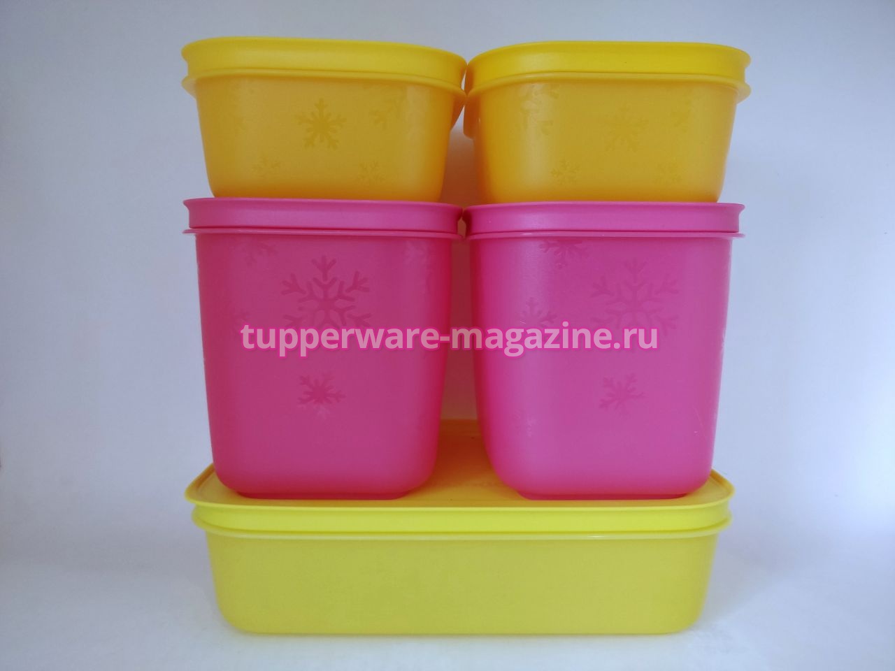 Набор охлаждающих лотков (5 шт) (1л - желтый, 1,1 л-розовый 2 шт, 450 мл-цвет манго -2 шт)