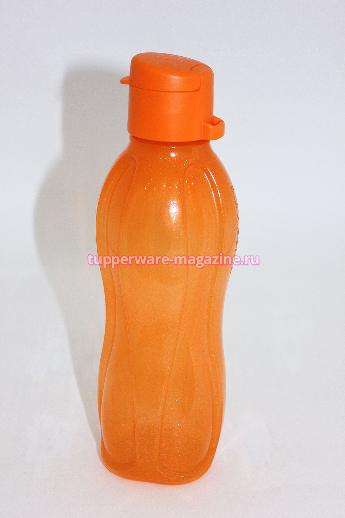 Эко-бутылка (500 мл) оранжевая с клапаном с блёстками