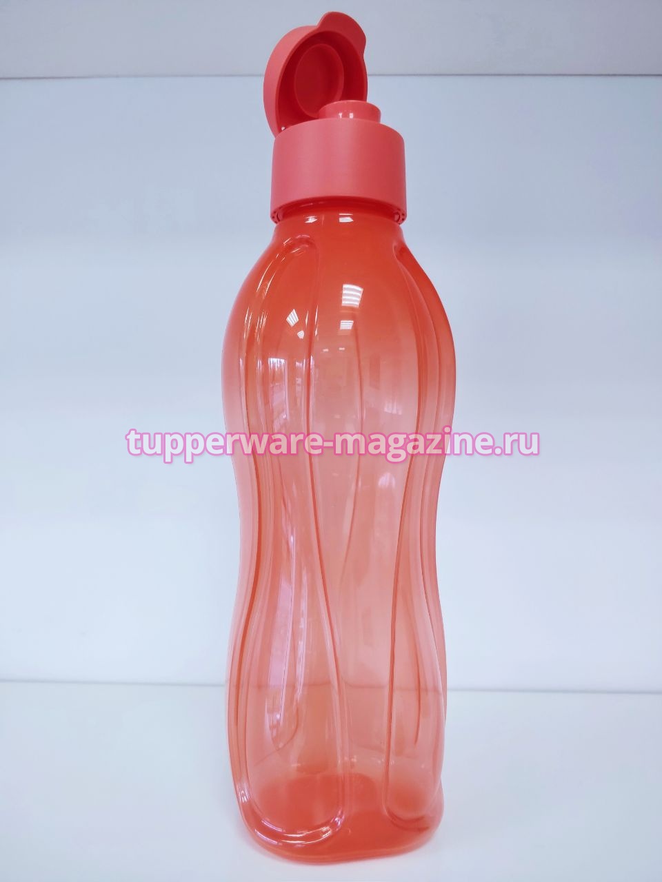 Эко-бутылка 1 л с клапаном в коралловом цвете
