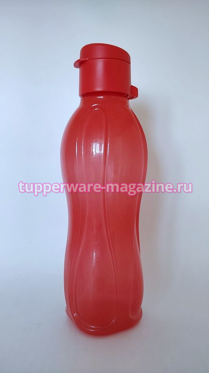 Эко-бутылка (500 мл) красная с клапаном с блёстками